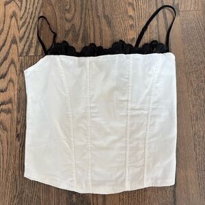 Zara White Corset Top with Black Lace